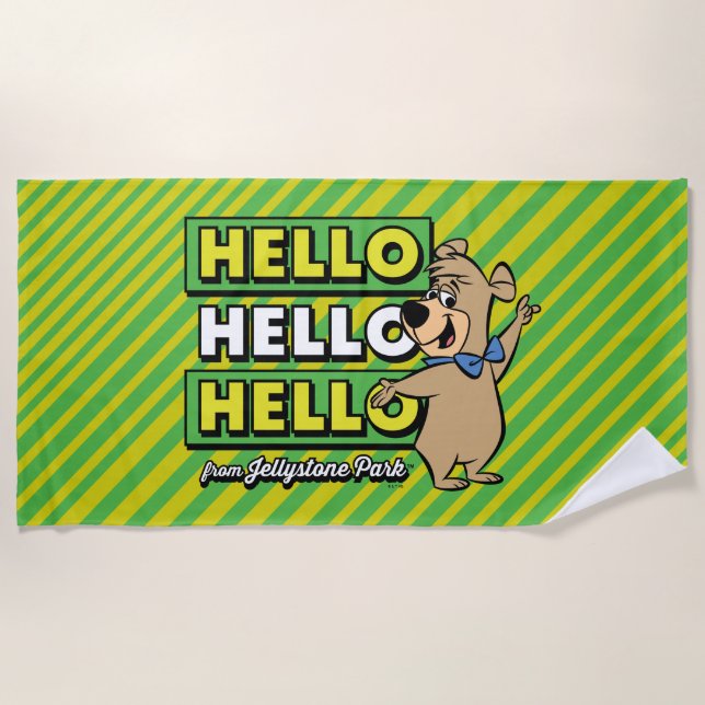 Boo-Boo Bear Hello Hello Hello From Jellystone Beach Towel (Front)