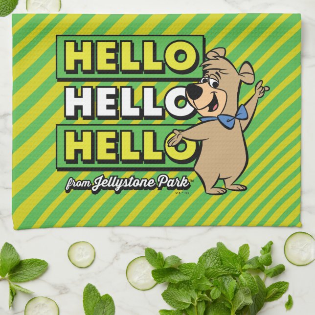 Boo-Boo Bear Hello Hello Hello From Jellystone Tea Towel (Folded)