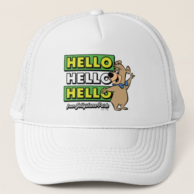 Boo-Boo Bear Hello Hello Hello From Jellystone Trucker Hat (Front)