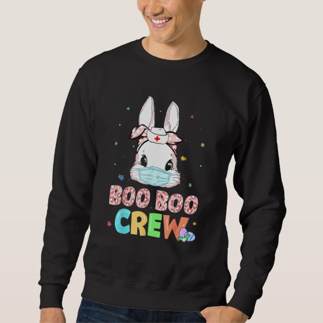 Boo Boo Crew Bunny Nurse Easter Rabbit Face Mask N Sweatshirt (Front)