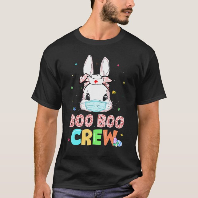 Boo Boo Crew Bunny Nurse Easter Rabbit Face Mask N T-Shirt (Front)