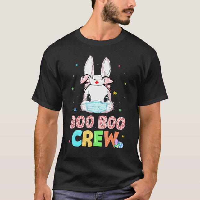 Boo Boo Crew Bunny Nurse Easter Rabbit Face Mask N T-Shirt (Front)
