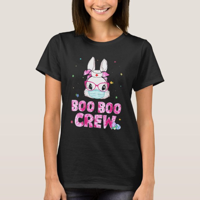 Boo Boo Crew Bunny Nurse Easter Tie Dye Mask Glass T-Shirt (Front)