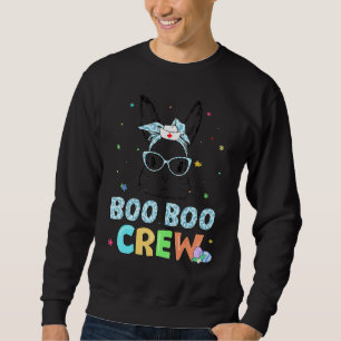 Boo Boo Crew Bunny Nurse Life Easter Leopard Glass Sweatshirt
