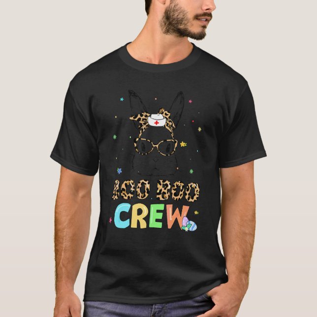 Boo Boo Crew Bunny Nurse Life Easter Leopard Glass T-Shirt (Front)