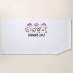 Boo Boo Crew Christmas, Ghost Nurse Oversized T-Sh Beach Towel