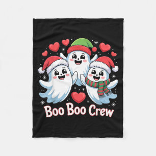 Boo-boo Crew Christmas Ghost Santa Hat Halloween H Fleece Blanket