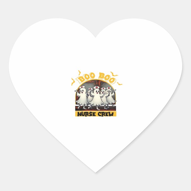 BOO BOO CREW CLASSIC NURSE HALLOWEEN T-SHIRT Overs Heart Sticker (Front)