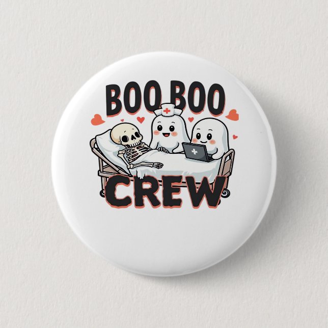 Boo Boo Crew Cute Halloween Nurse Ghosts Essential 6 Cm Round Badge (Front)