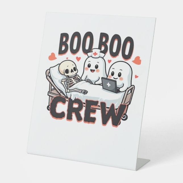 Boo Boo Crew Cute Halloween Nurse Ghosts Essential Pedestal Sign (Front)