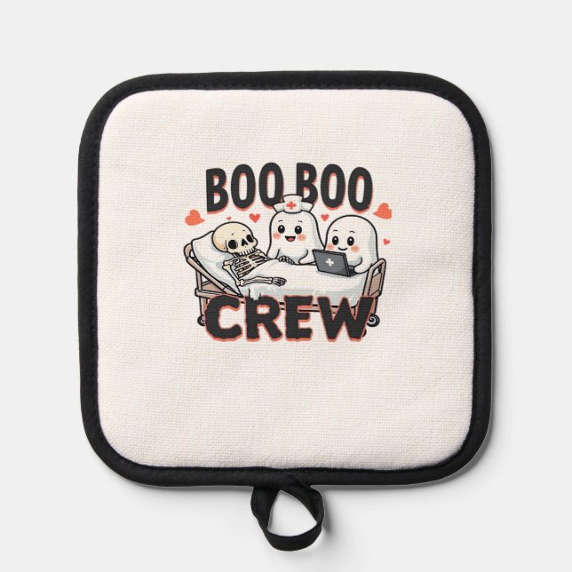 Boo Boo Crew Cute Halloween Nurse Ghosts Essential Pot Holder (Front)