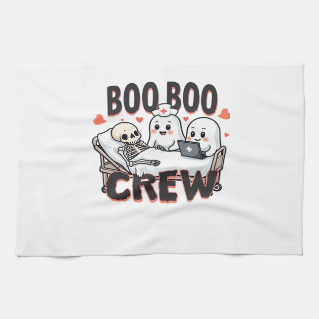 Boo Boo Crew Cute Halloween Nurse Ghosts Essential Tea Towel (Horizontal)