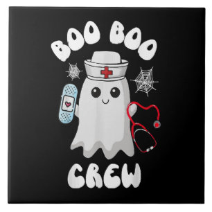 Boo Boo Crew Cute Nurse Ghost Funny Halloween Ceramic Tile