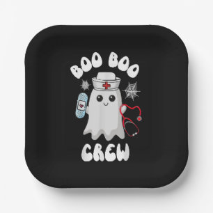 Boo Boo Crew Cute Nurse Ghost Funny Halloween Paper Plate