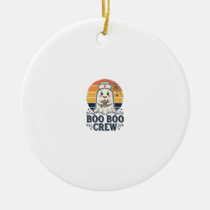Boo Boo Crew Cute Nurse Ghost Halloween Shirt Desi Ceramic Ornament
