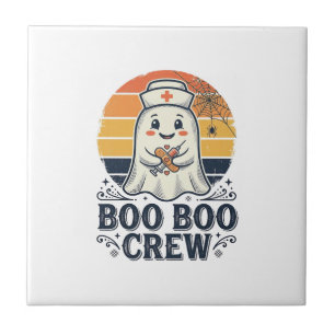 Boo Boo Crew Cute Nurse Ghost Halloween Shirt Desi Ceramic Tile