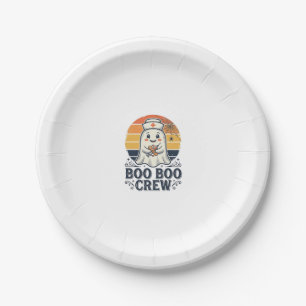 Boo Boo Crew Cute Nurse Ghost Halloween Shirt Desi Paper Plate