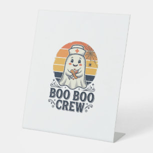 Boo Boo Crew Cute Nurse Ghost Halloween Shirt Desi Pedestal Sign