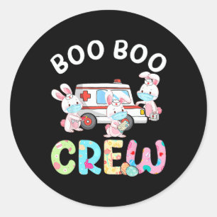 Boo Boo Crew Fun Bunny Ems Emt Paramedic Nurse Eas Classic Round Sticker