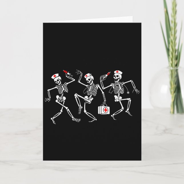 Boo Boo Crew Funny Dancing Skeleton Nurse Squad Ha Card (Front)
