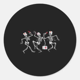 Boo Boo Crew Funny Dancing Skeleton Nurse Squad Ha Classic Round Sticker