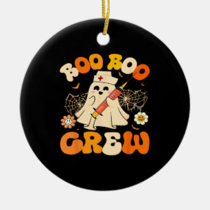 Boo Boo Crew Funny Ghost For Nurse, Retro Hallowee Ceramic Ornament