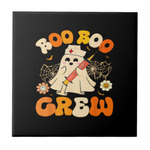 Boo Boo Crew Funny Ghost For Nurse, Retro Hallowee Ceramic Tile