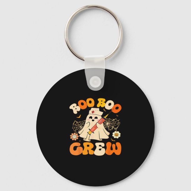 Boo Boo Crew Funny Ghost For Nurse, Retro Hallowee Key Ring (Front)