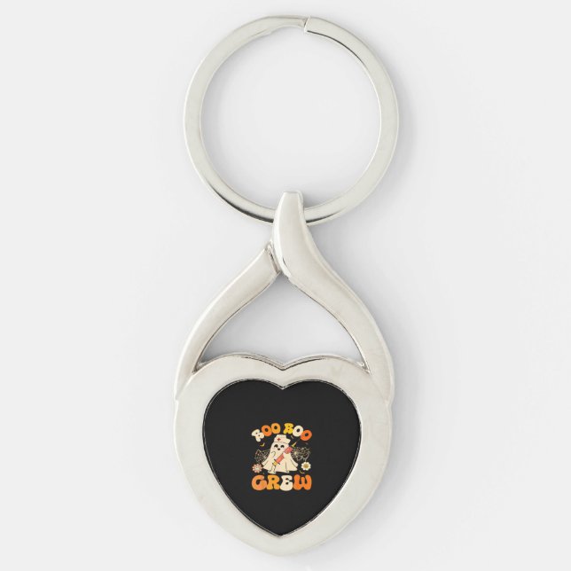 Boo Boo Crew Funny Ghost For Nurse, Retro Hallowee Key Ring (Front)