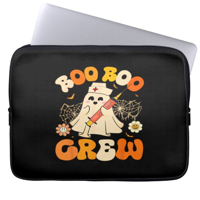 Boo Boo Crew Funny Ghost For Nurse, Retro Hallowee Laptop Sleeve (Front)