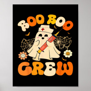 Boo Boo Crew Funny Ghost For Nurse, Retro Hallowee Poster