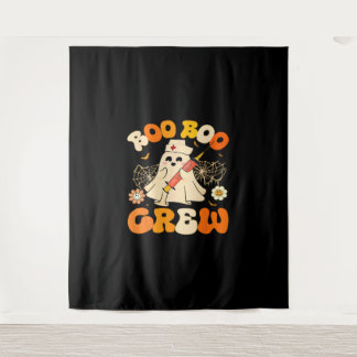 Boo Boo Crew Funny Ghost For Nurse, Retro Hallowee Tapestry