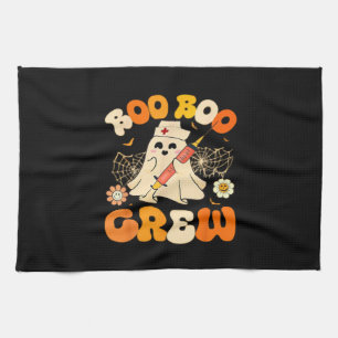 Boo Boo Crew Funny Ghost For Nurse, Retro Hallowee Tea Towel
