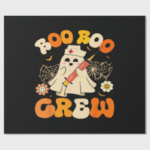 Boo Boo Crew Funny Ghost For Nurse, Retro Hallowee Wrapping Paper