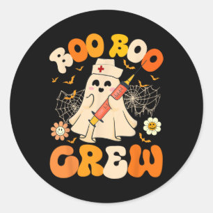 Boo Boo Crew Funny Ghost Nurse Retro Halloween Nur Classic Round Sticker