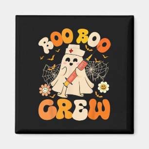 Boo Boo Crew Funny Ghost Nurse Retro Halloween Nur Magnet
