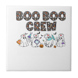 Boo Boo Crew � Funny Halloween Nurse Ghosts Medica Ceramic Tile