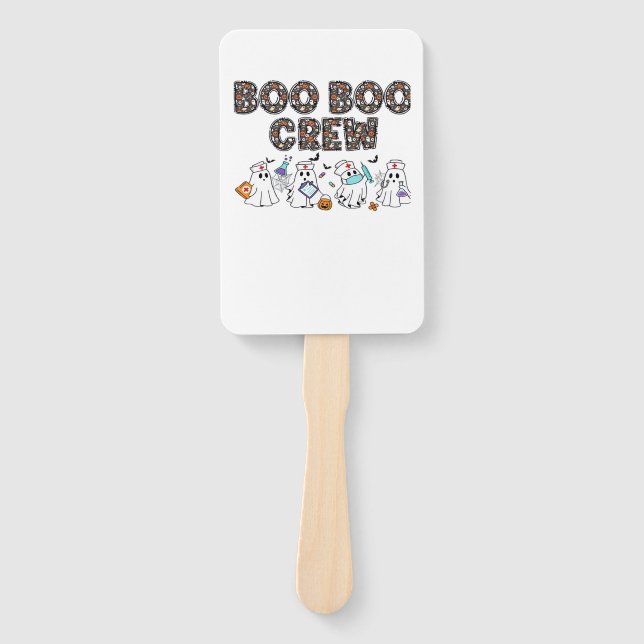 Boo Boo Crew � Funny Halloween Nurse Ghosts Medica Hand Fan (Front)