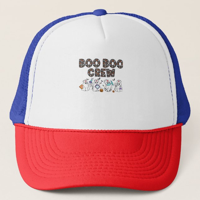 Boo Boo Crew � Funny Halloween Nurse Ghosts Medica Trucker Hat (Front)