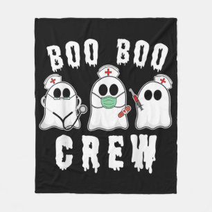Boo Boo Crew Funny Nurse Ghost Costume Halloween Fleece Blanket