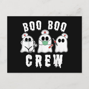Boo Boo Crew Funny Nurse Ghost Costume Halloween Postcard