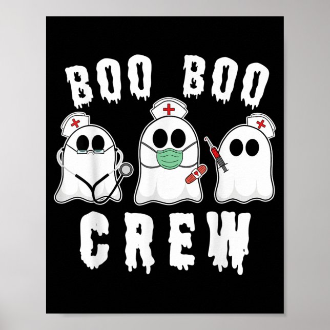 Boo Boo Crew Funny Nurse Ghost Costume Halloween Poster (Front)