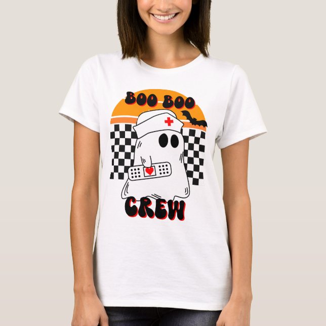 Boo Boo Crew Funny Nurse Ghost Halloween  T-Shirt (Front)