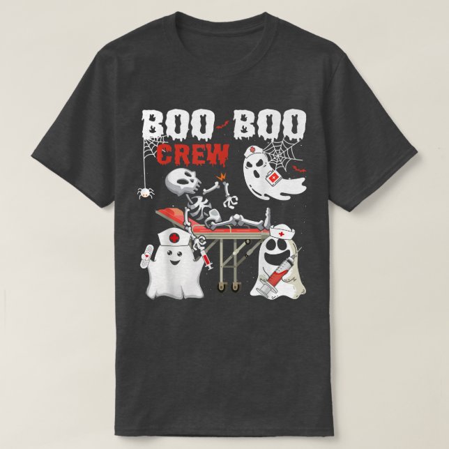 Boo Boo Crew Ghost Doctor Paramedic EMT Nurse Hall T-Shirt (Design Front)