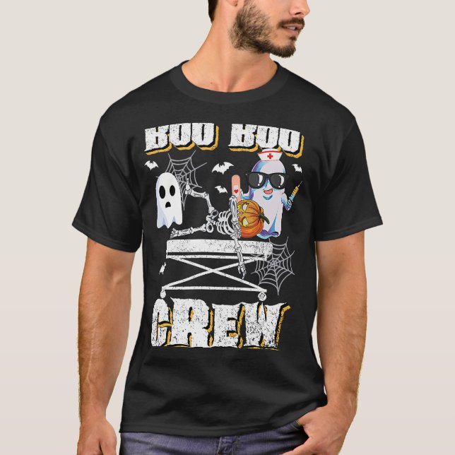 Boo Boo Crew Ghost EMS EMT Paramedic Nurse Hallowe T-Shirt (Front)