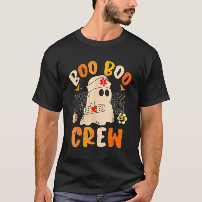 Boo Boo Crew Ghost Halloween Paramedic Nurse Rn Er T-Shirt (Front)