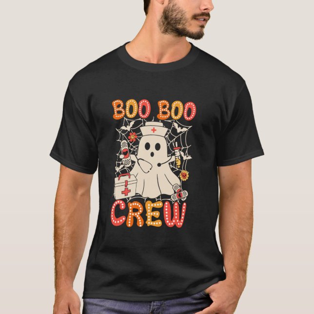 Boo Boo Crew Ghost Halloween Paramedic Nurse RN ER T-Shirt (Front)