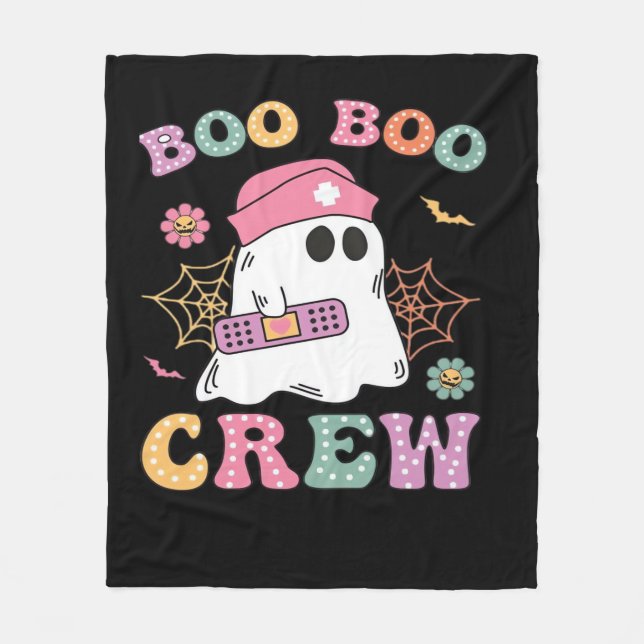 Boo Boo Crew Ghost Nurse Classic T-Shirt Fleece Blanket (Front)