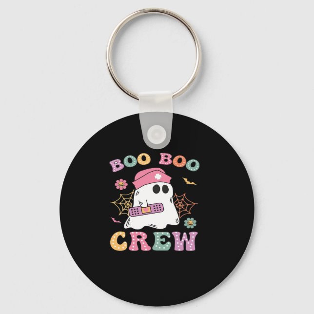 Boo Boo Crew Ghost Nurse Classic T-Shirt Key Ring (Front)