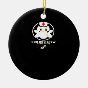 Boo Boo Crew Ghost Nurse - Cute and Spooky Hallowe Ceramic Ornament